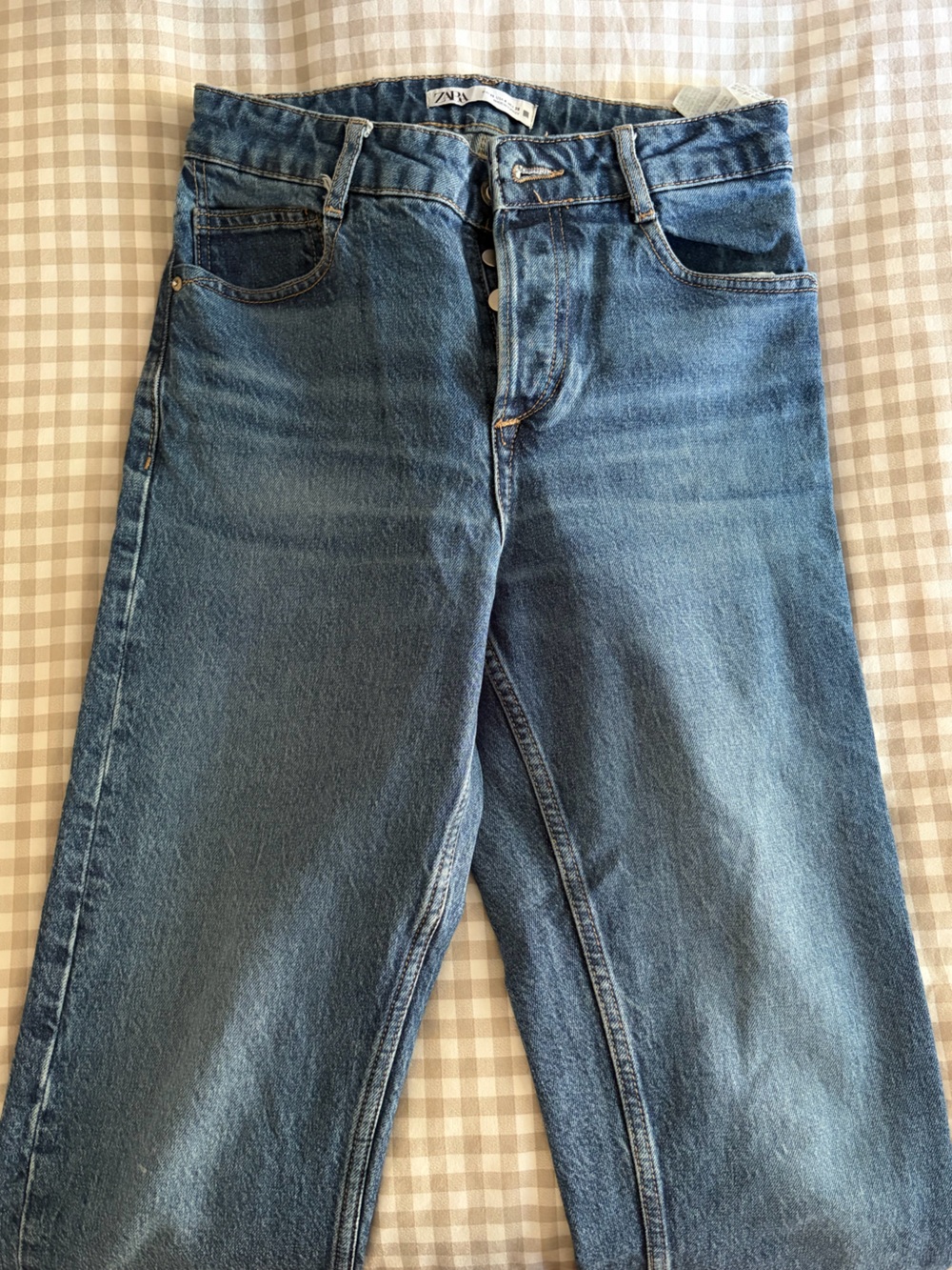 Zara Blue High-Rise Cropped Jeans